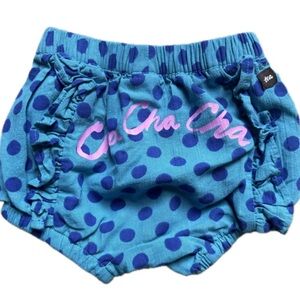 Tea Collection Blue Polka Dot Ca Cha Ruffled Bloomer Shorts Diaper Cover NWOT